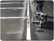 PLASTEC can be applied as a high performance coating for parking lot lines.