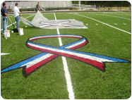 Football Field Logo applied with Removeable Field Marking Paint.