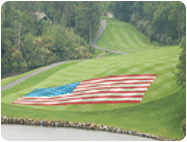 flag painted on golf course paint