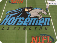 football field logos stencil midfield end zone grass turf paint